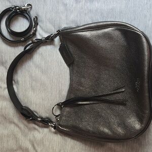 Coach Black / Copper Sheen Leather Shoulder Bag
